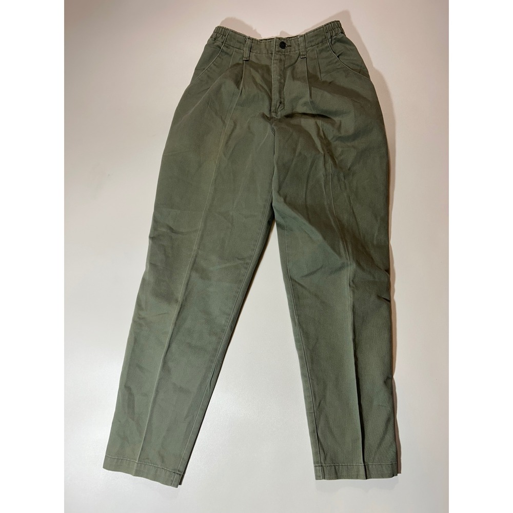 Lee Casuals Pleated Trousers Womens 8M Olive Green Excellent Wrinkle Free Cotton